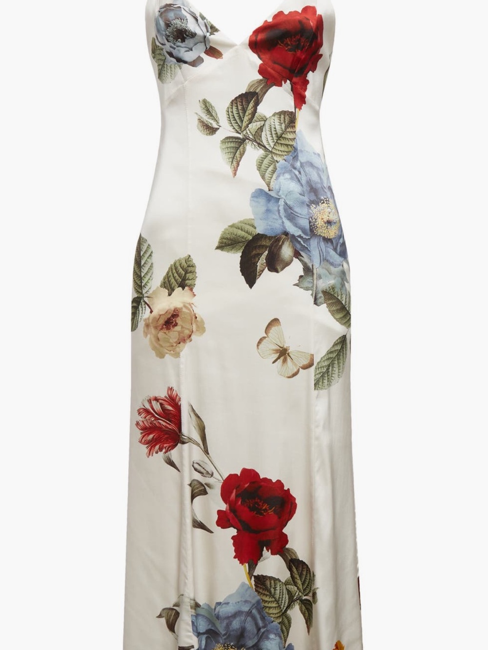 Alice + Olivia Ivory Slip Midi Dress with Red, Blue & Yellow Floral Print - Picture 5 of 8